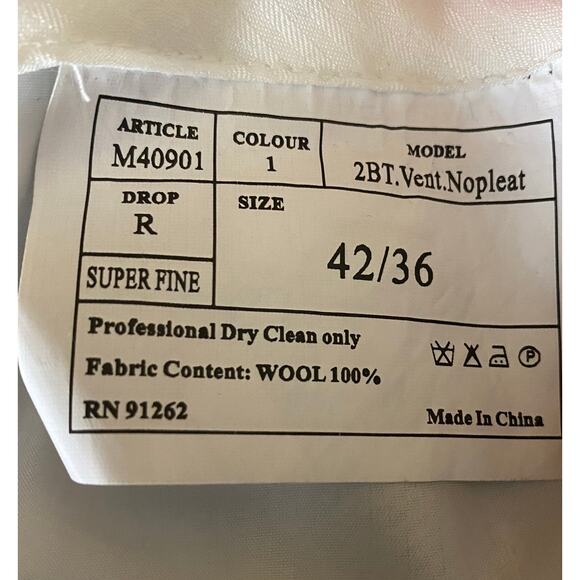 Men’s 100% Wool Dress Pants 35x28 Black No Pleat Tailored Business Slacks - Picture 2 of 8